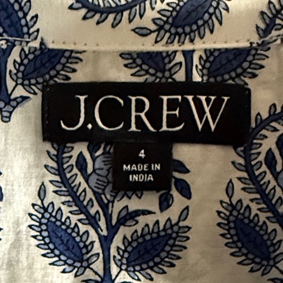 J. Crew Garçon Cotton Voile Women’s Shirt with Blue and White Leaf Pattern - Picture 3 of 4